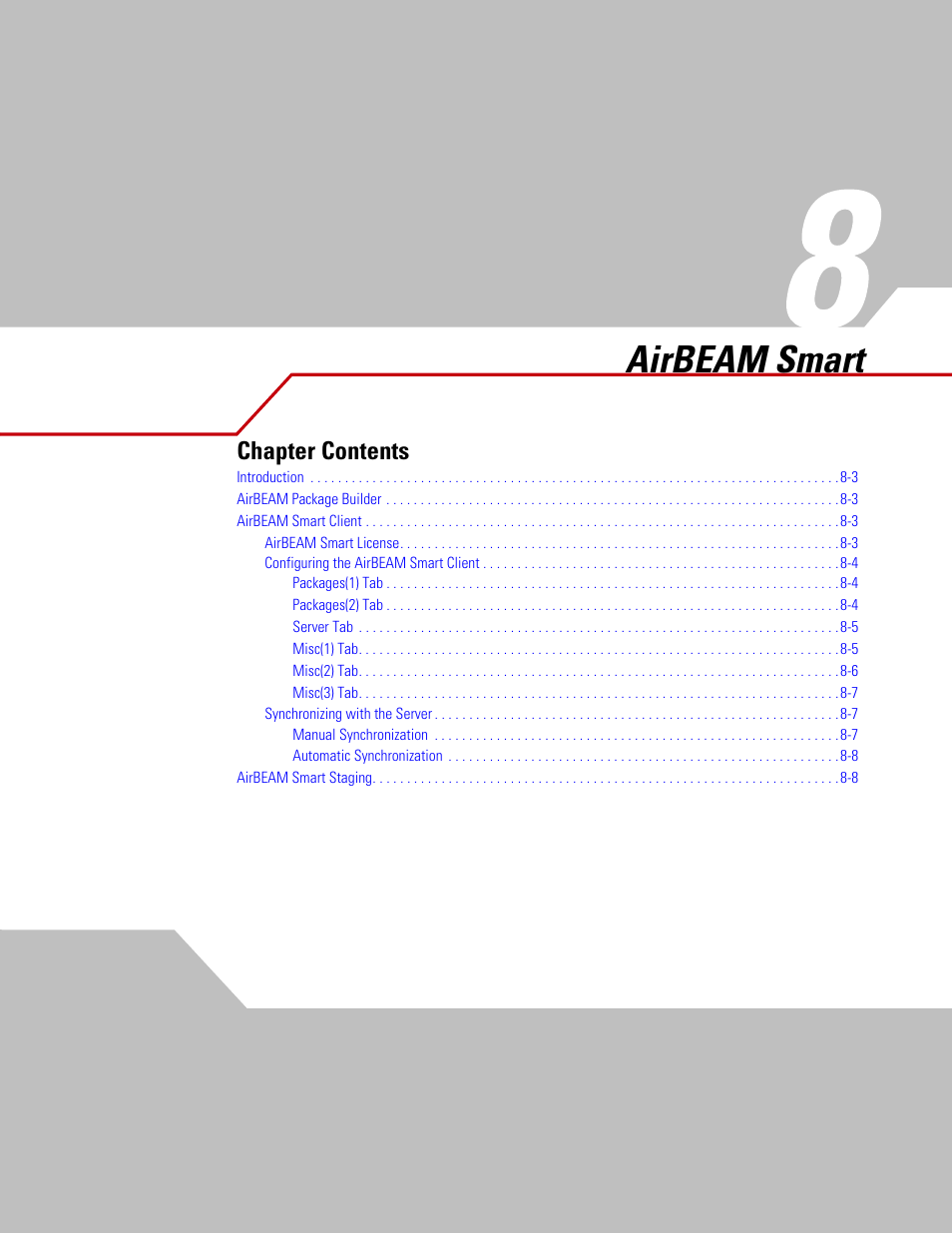 Airbeam smart, Chapter 8. airbeam smart, Chapter 8, airbeam smart | Chapter contents | Symbol Technologies MC3000 User Manual | Page 159 / 212