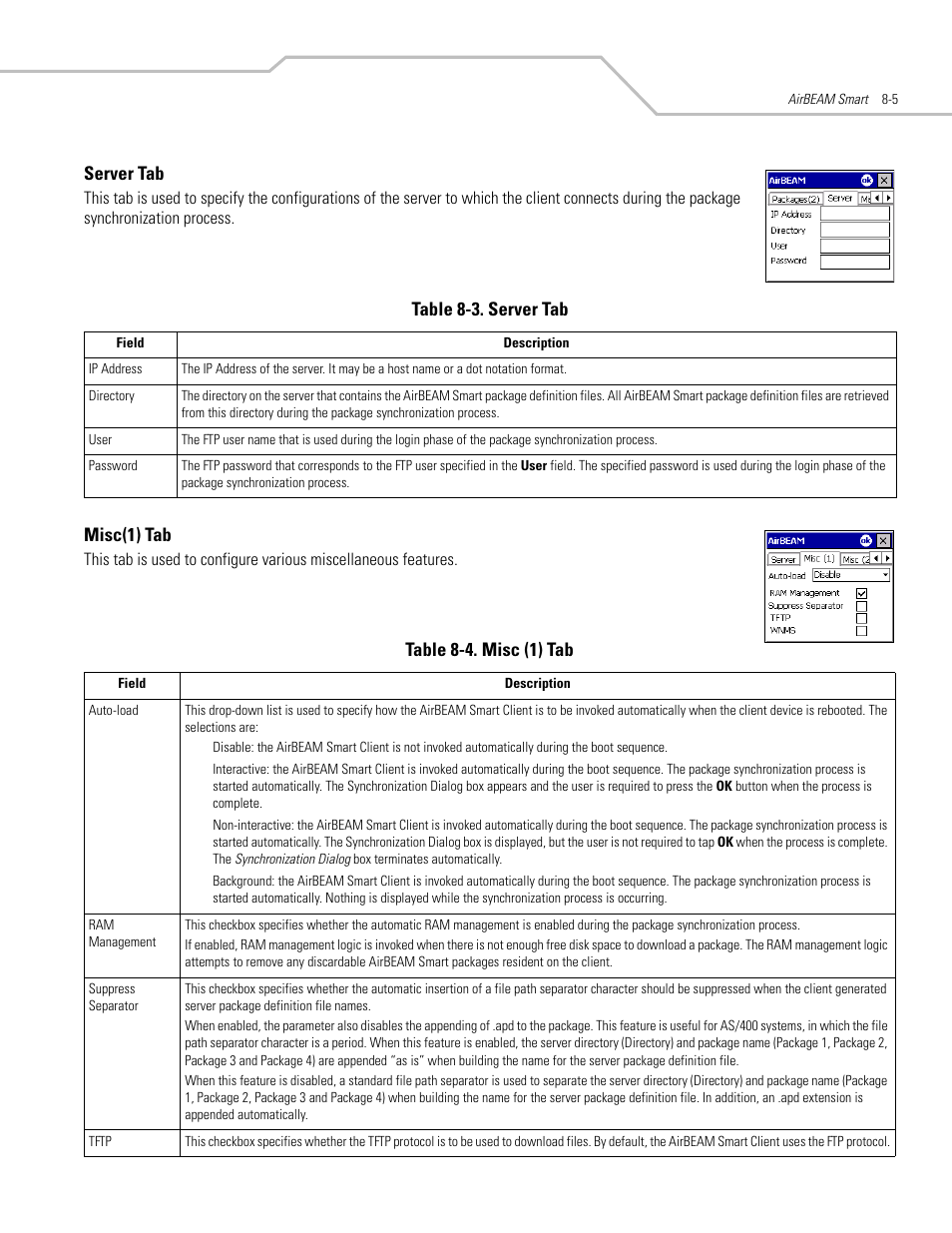 Server tab -5 misc(1) tab -5 | Symbol Technologies MC3000 User Manual | Page 163 / 212
