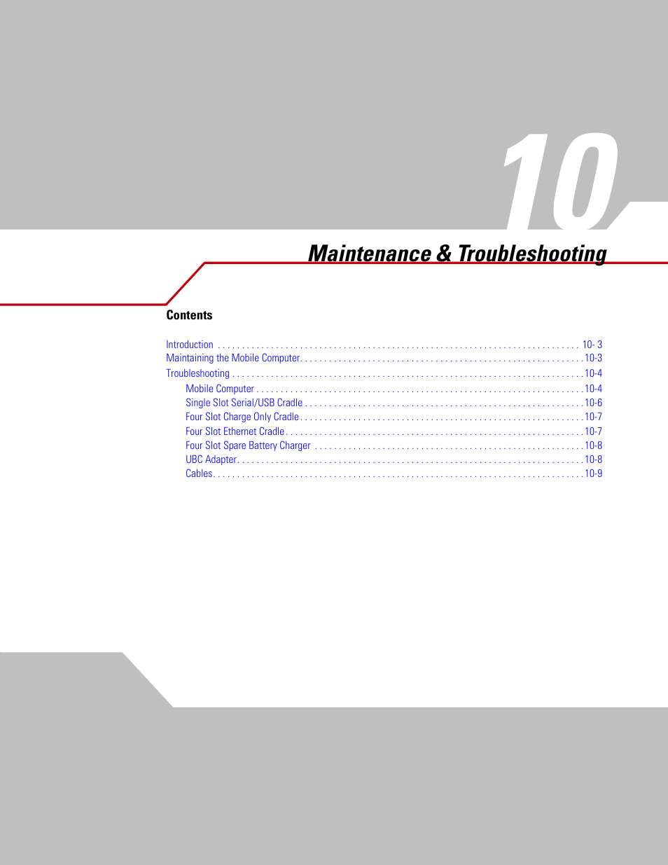 Maintenance & troubleshooting, Chapter 10, Chapter 10, maintenance & troubleshooting | Symbol Technologies MC3000 User Manual | Page 173 / 212