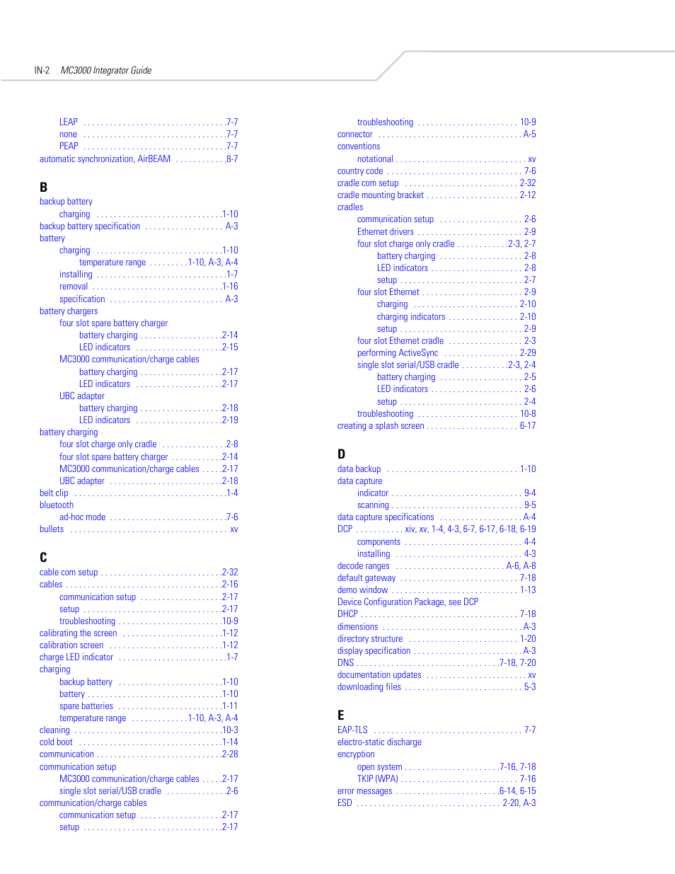 Symbol Technologies MC3000 User Manual | Page 204 / 212