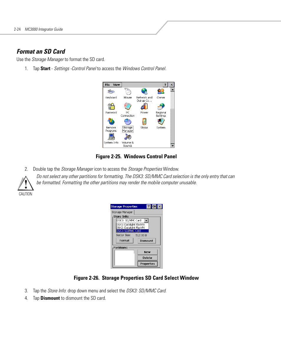 Format an sd card, Format an sd card -23 | Symbol Technologies MC3000 User Manual | Page 64 / 212