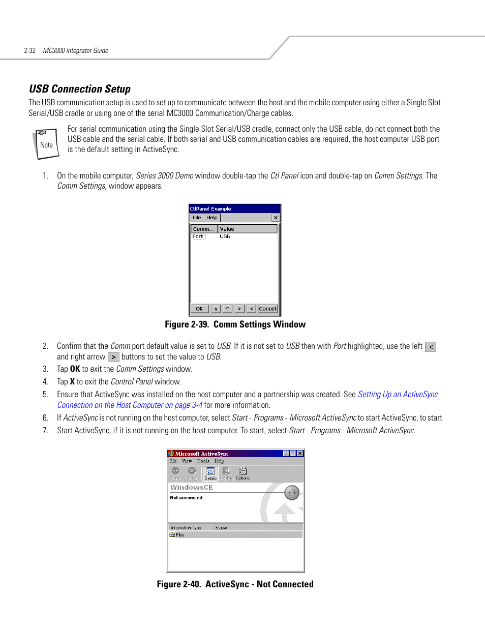 Usb connection setup, Usb connection setup -31 | Symbol Technologies MC3000 User Manual | Page 72 / 212