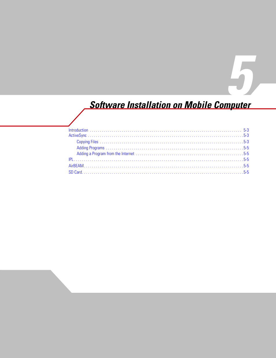 Software installation on mobile computer, Chapter 5 | Symbol Technologies MC3000 User Manual | Page 89 / 212