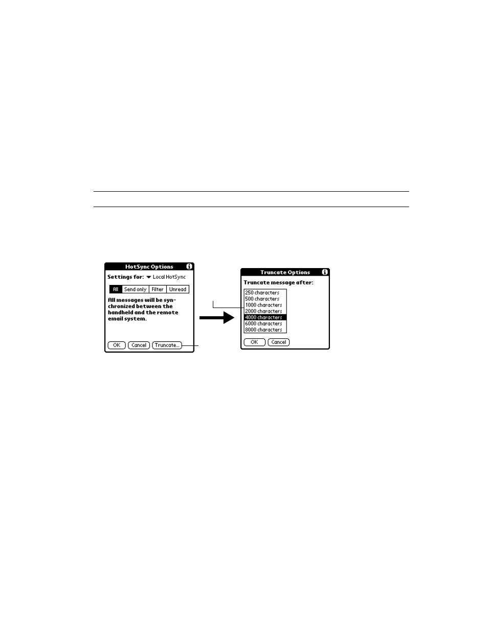 Truncating messages, Mail menu commands, Truncating messages -25 mail menu commands -25 | Symbol Technologies SPT 1500 User Manual | Page 149 / 261