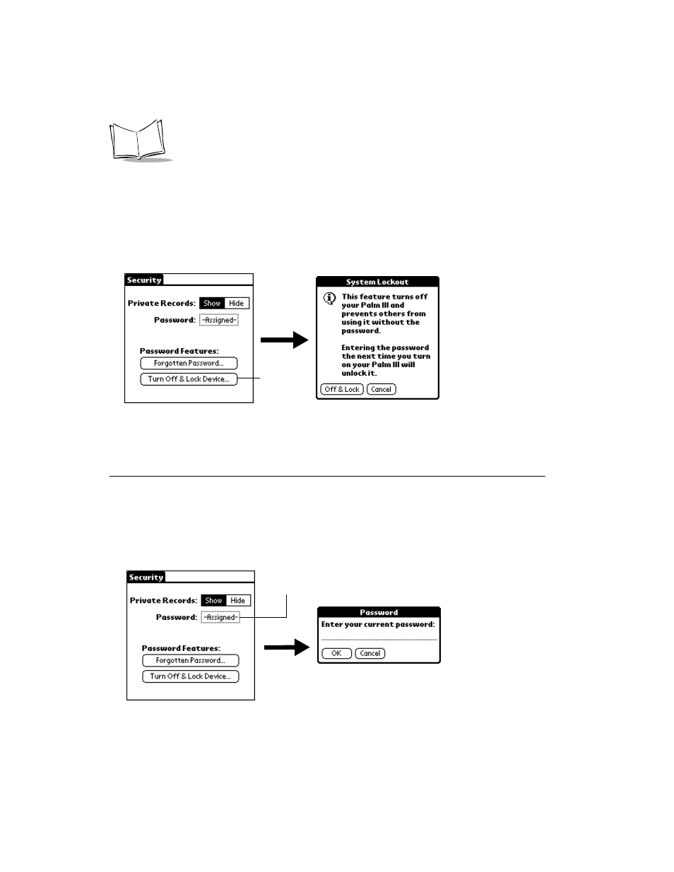 Changing or deleting a password, Changing or deleting a password -4 | Symbol Technologies SPT 1500 User Manual | Page 192 / 261