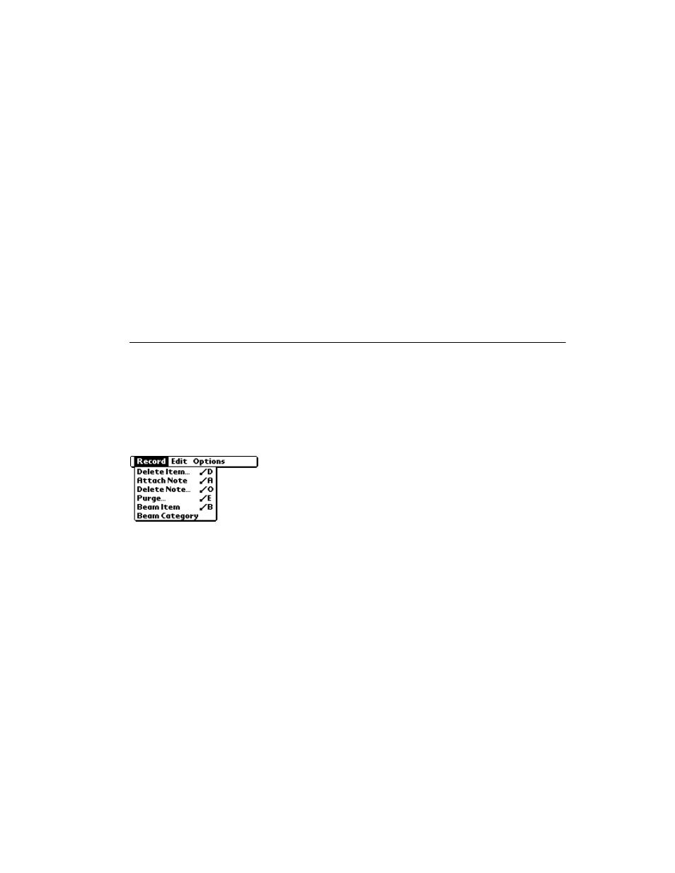 To do list menu commands, Record menu, To do list menu commands -7 | Record menu -7 | Symbol Technologies SPT 1500 User Manual | Page 201 / 261
