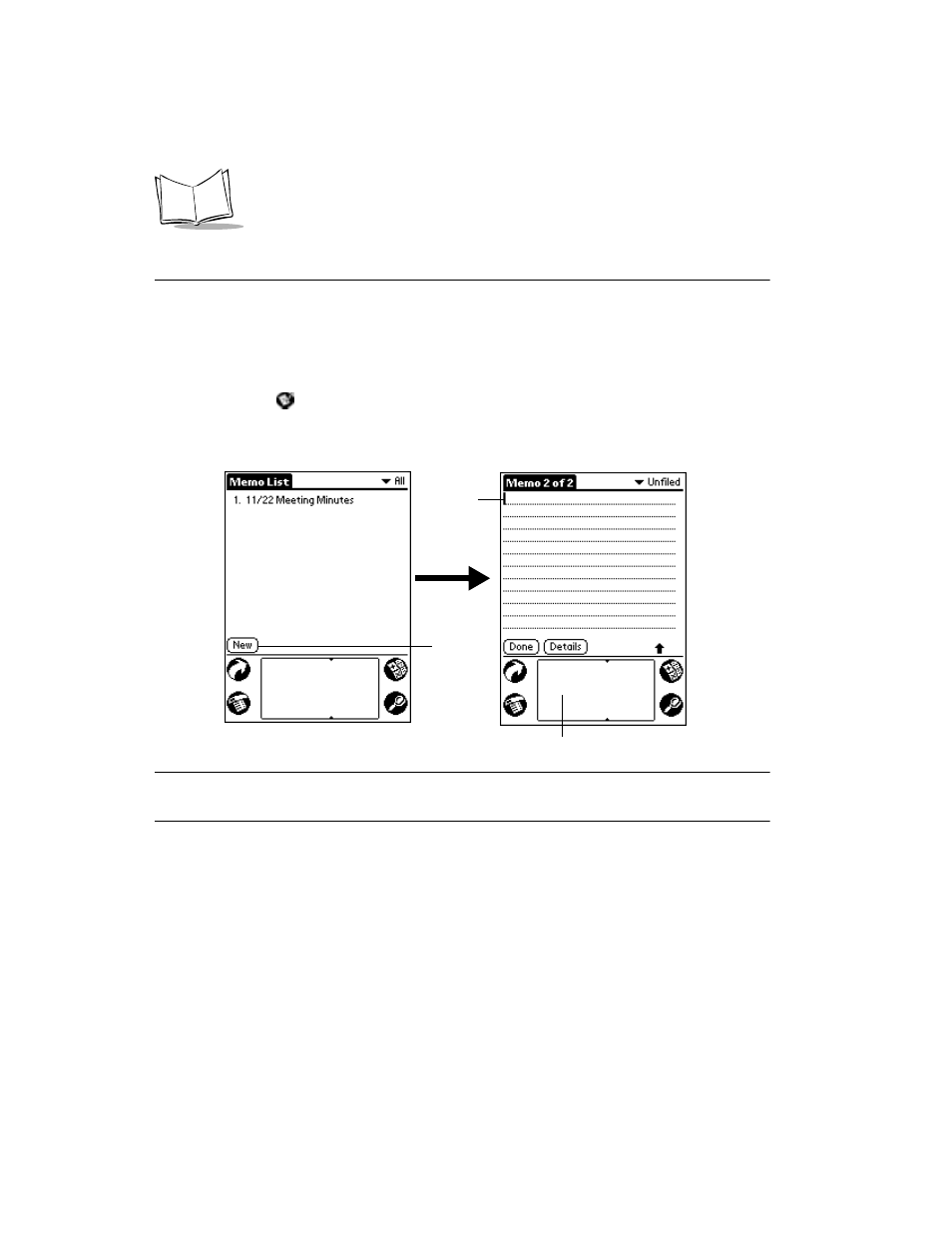 Opening the memo pad application, Writing letters with graffiti, Opening the memo pad application -6 | Writing letters with graffiti -6 | Symbol Technologies SPT 1500 User Manual | Page 36 / 261