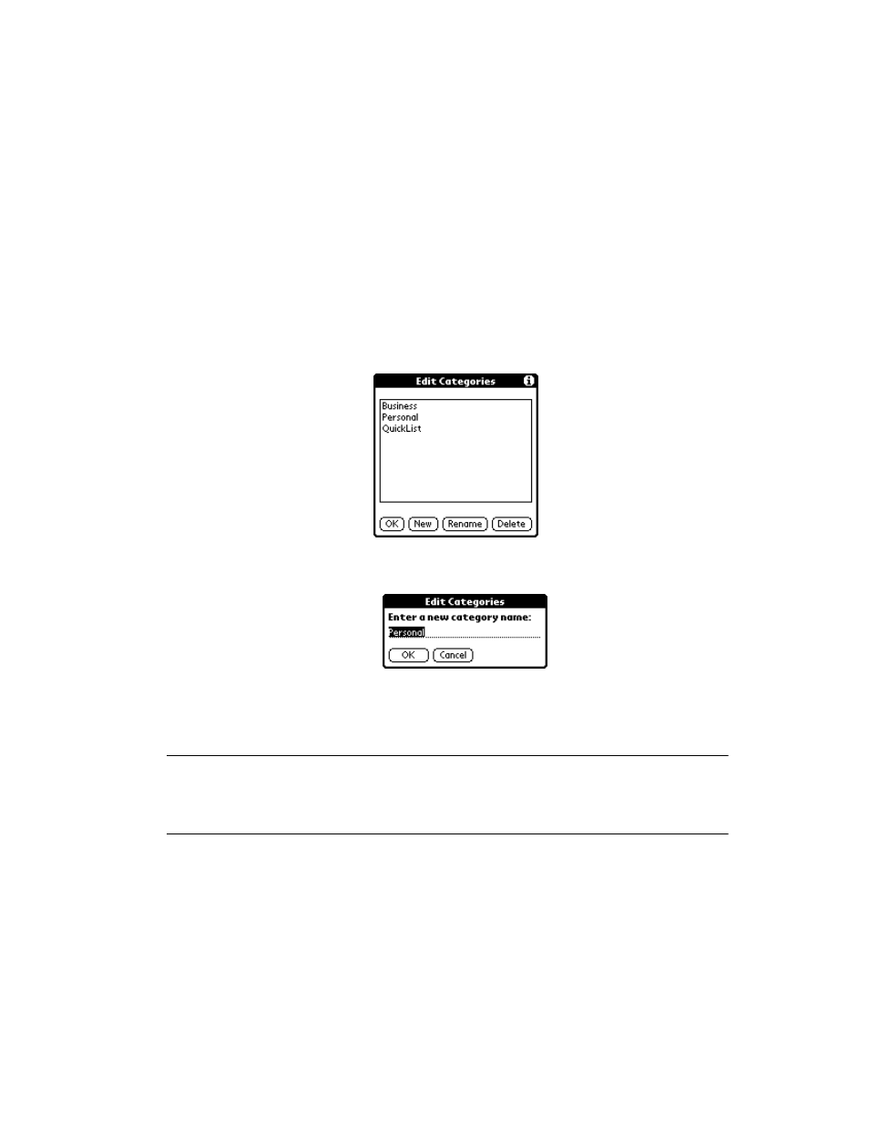 Renaming categories, Renaming categories -25 | Symbol Technologies SPT 1500 User Manual | Page 55 / 261