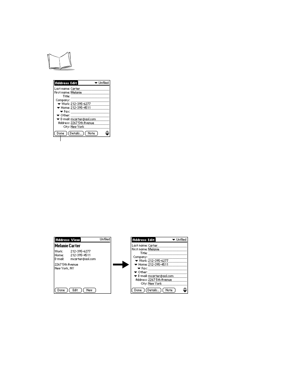 Editing an address book entry, Editing an address book entry -4 | Symbol Technologies SPT 1500 User Manual | Page 66 / 261