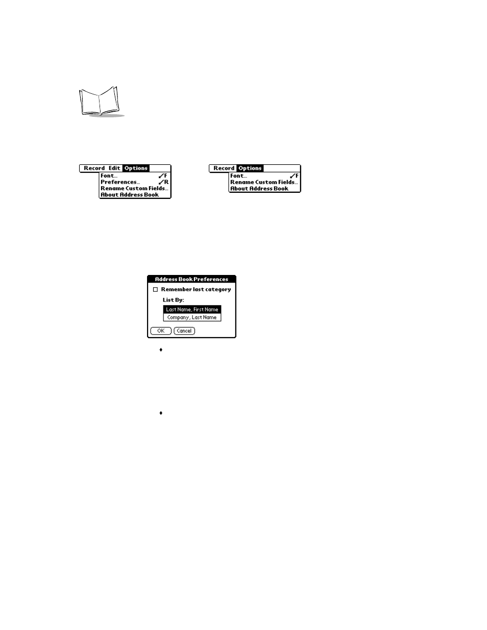 Options menu, Options menu -12 | Symbol Technologies SPT 1500 User Manual | Page 74 / 261