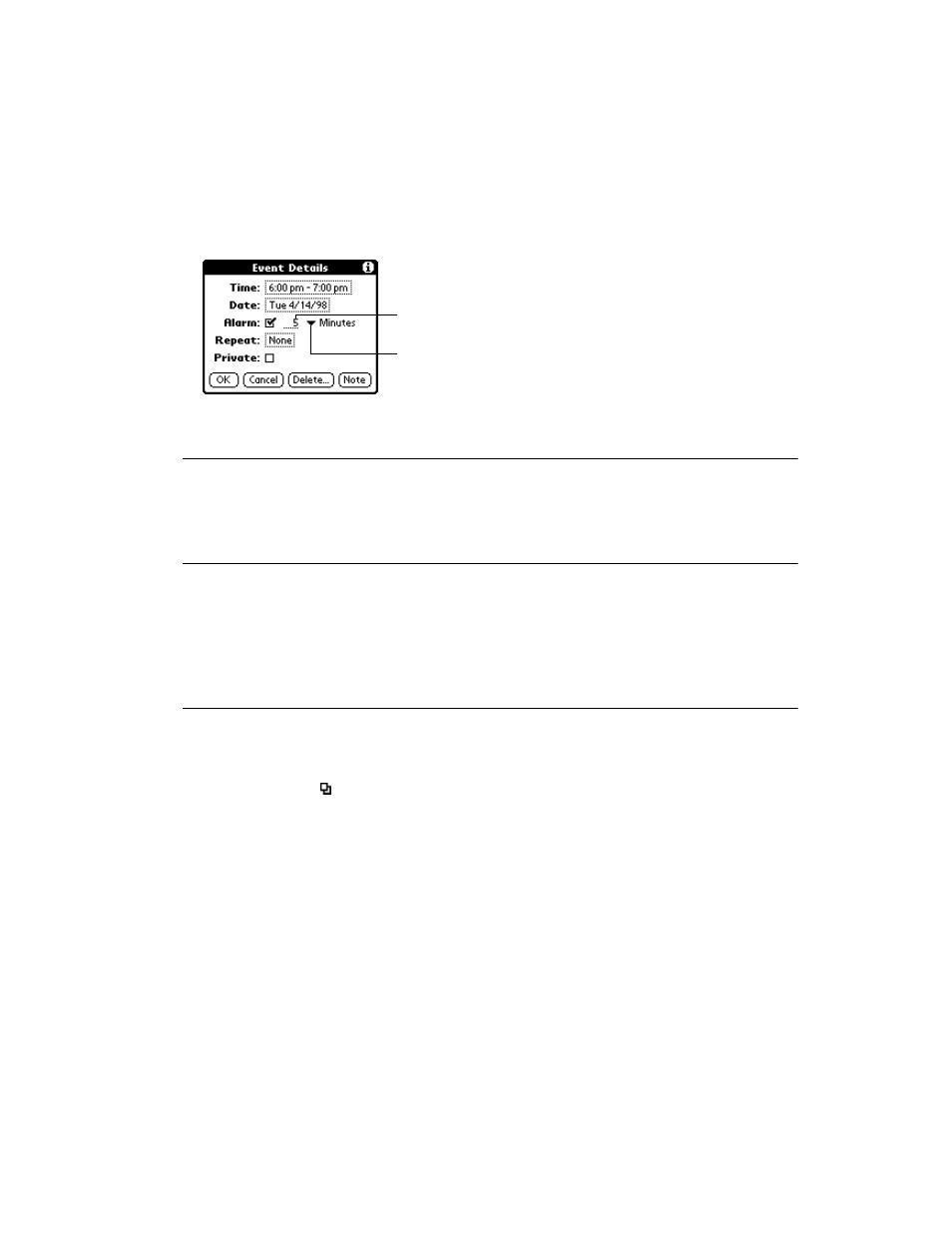 Scheduling repeating events, Scheduling repeating events -7 | Symbol Technologies SPT 1500 User Manual | Page 87 / 261