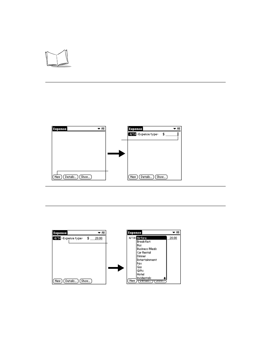 Creating an expense item, Creating an expense item -2 | Symbol Technologies SPT 1500 User Manual | Page 98 / 261