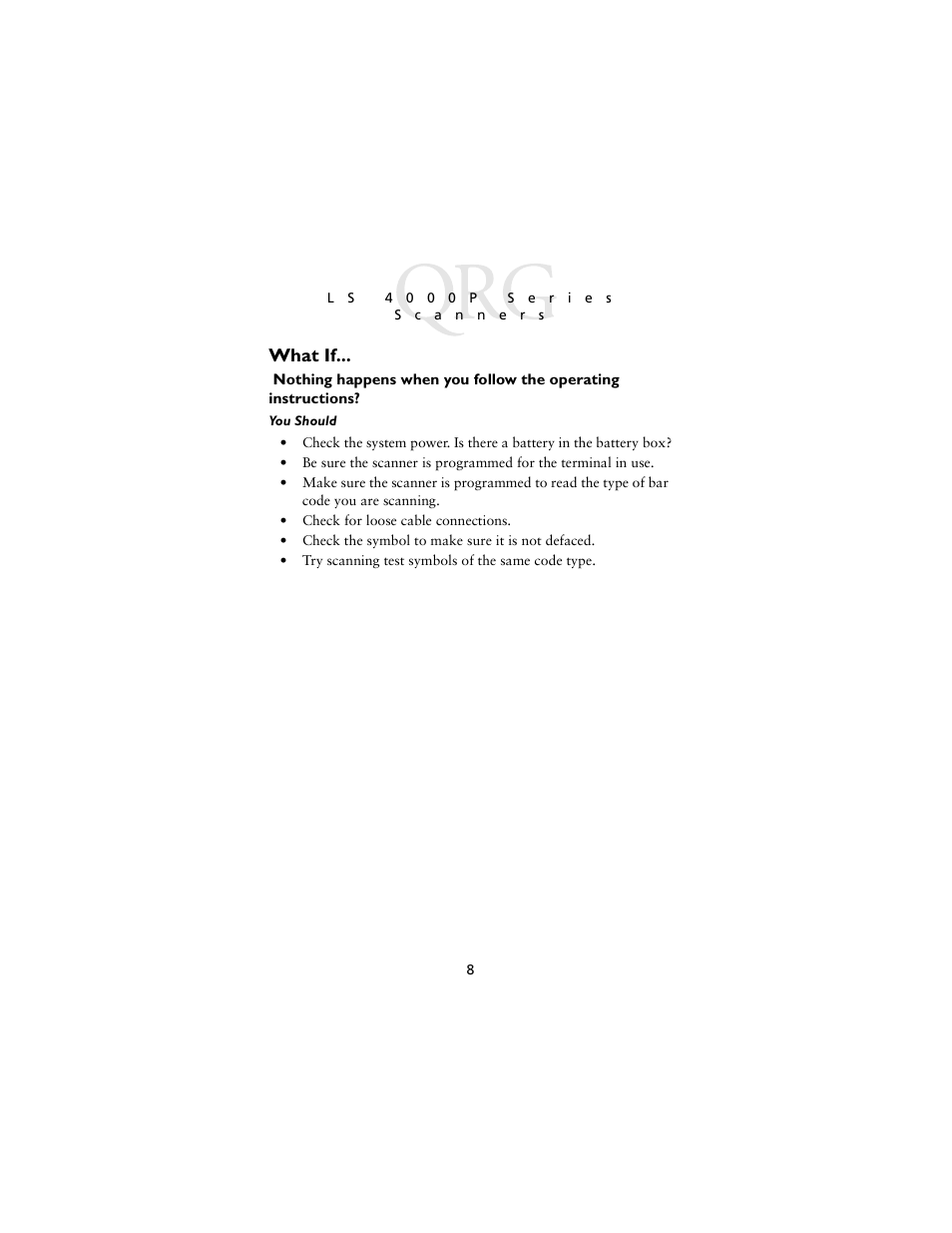 What if | Symbol Technologies LS4000P Series User Manual | Page 10 / 48