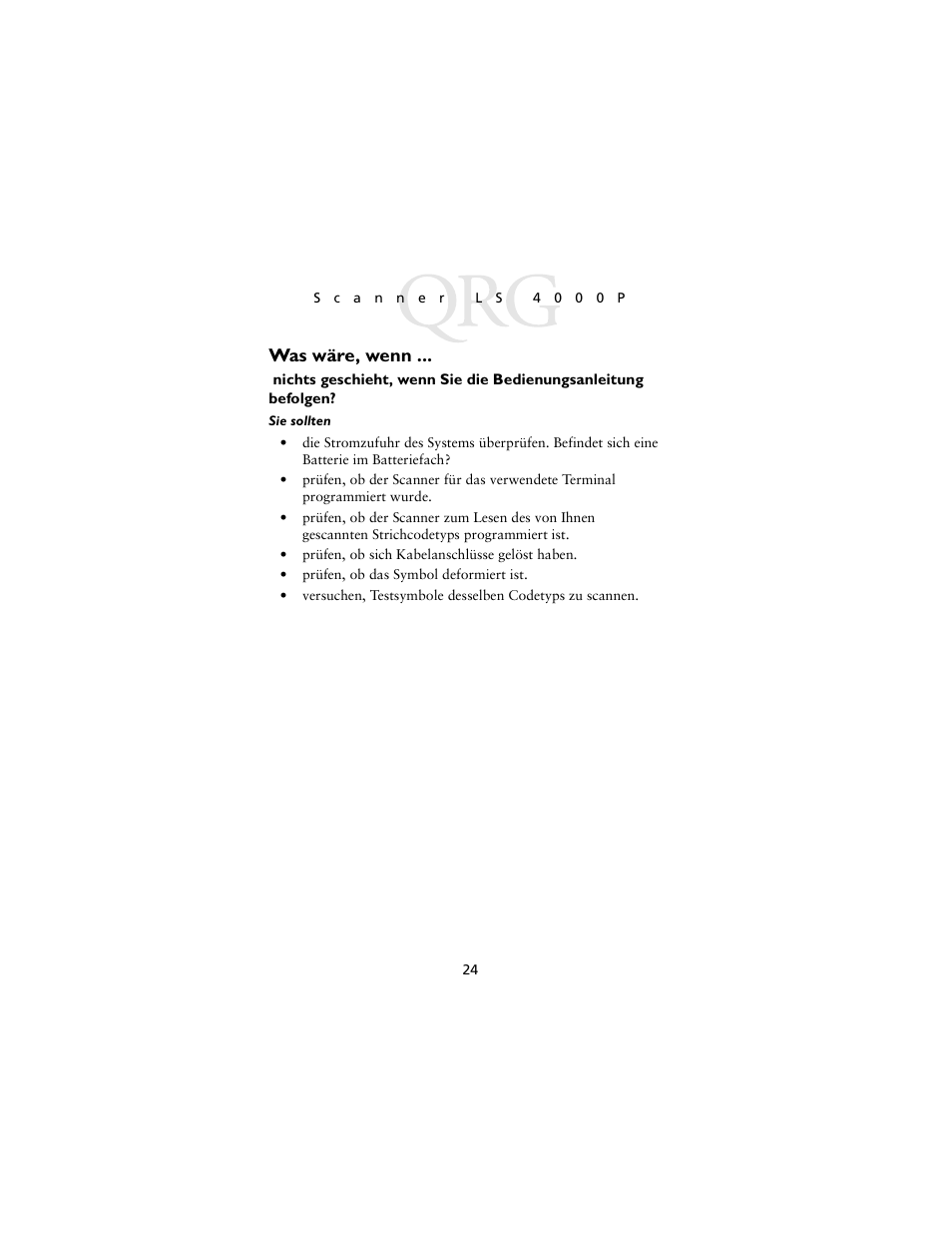 Was wäre, wenn, Was wäre, wenn ... auf seite 24 | Symbol Technologies LS4000P Series User Manual | Page 26 / 48