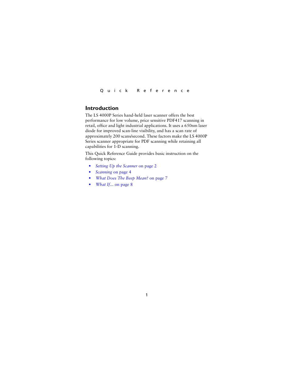 Introduction | Symbol Technologies LS4000P Series User Manual | Page 3 / 48