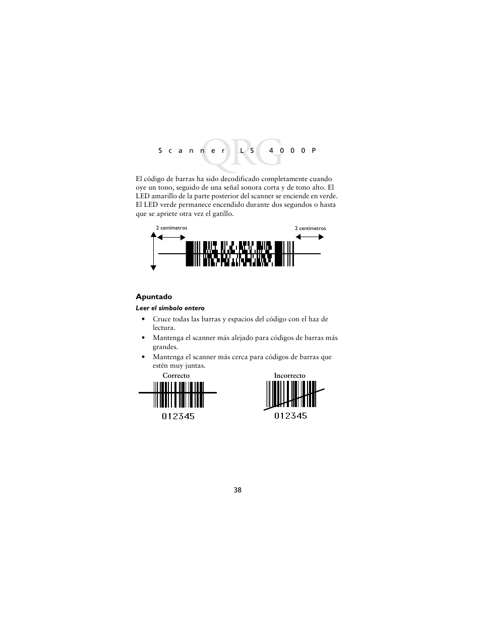 Apuntado | Symbol Technologies LS4000P Series User Manual | Page 40 / 48