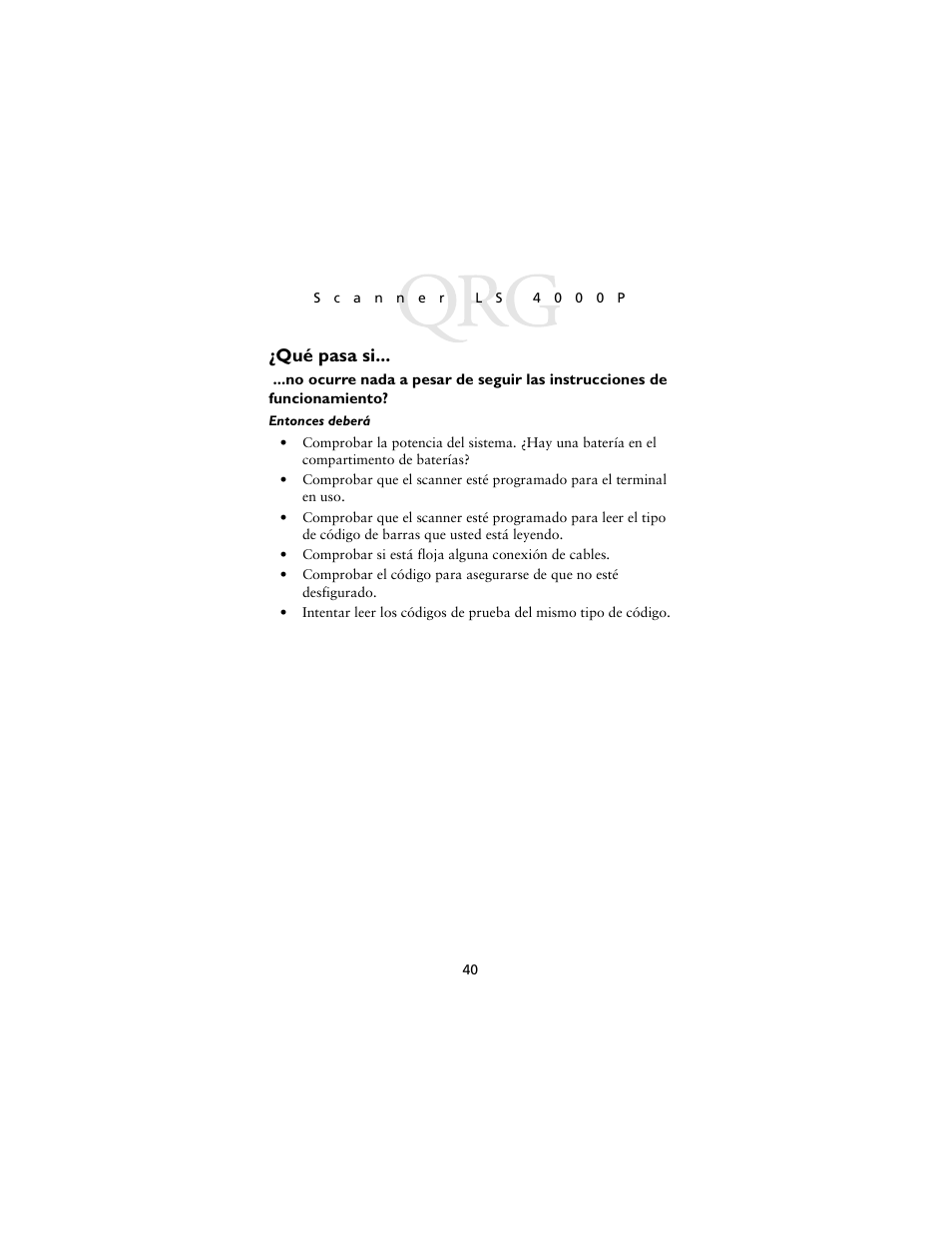 Qué pasa si | Symbol Technologies LS4000P Series User Manual | Page 42 / 48