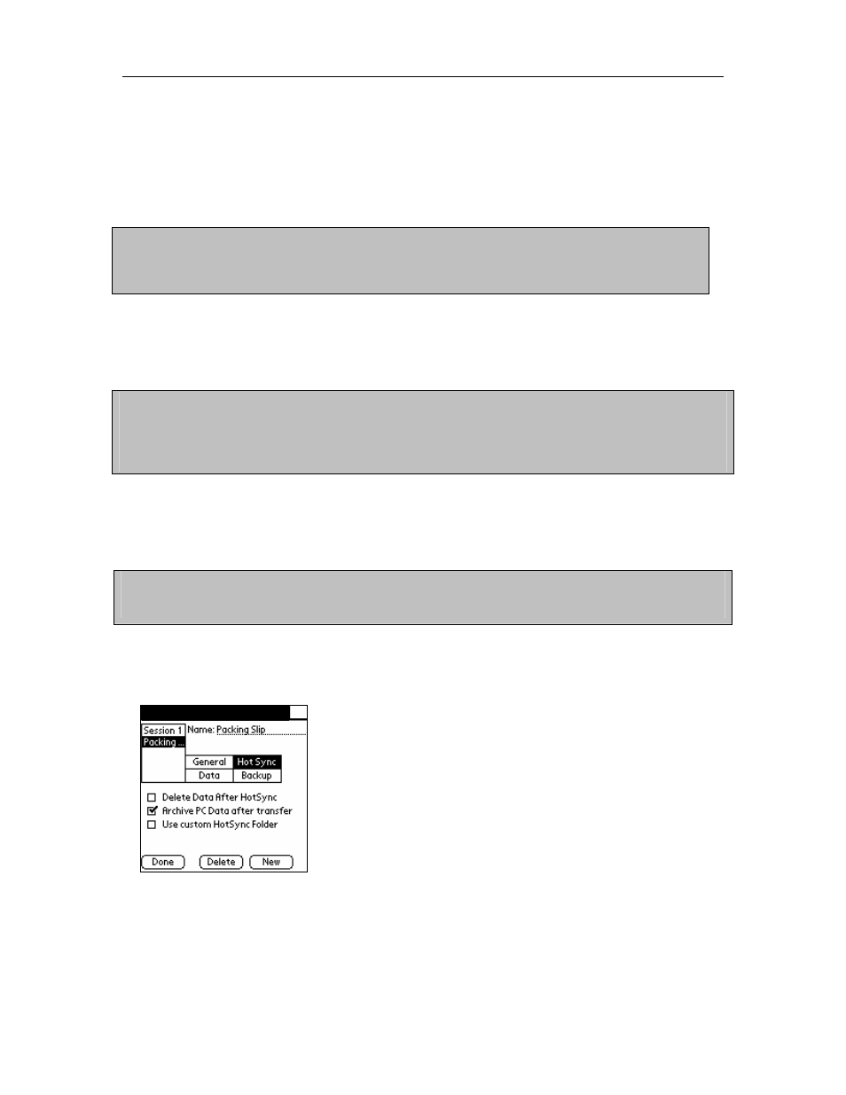 2 hotsync settings, Hotsync settings, Chapter 3: sessions | Symbol Technologies AccuScan Palm Pro User Manual | Page 12 / 34