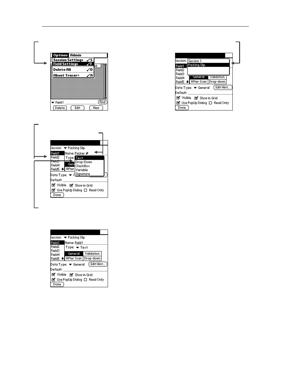 Chapter 4: field settings | Symbol Technologies AccuScan Palm Pro User Manual | Page 17 / 34