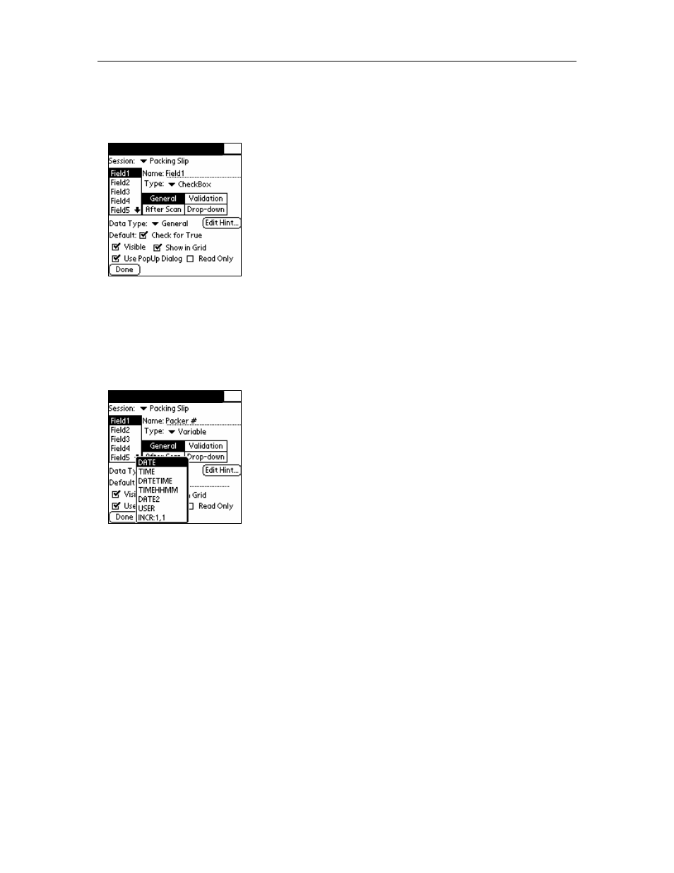 Chapter 4: field settings | Symbol Technologies AccuScan Palm Pro User Manual | Page 19 / 34