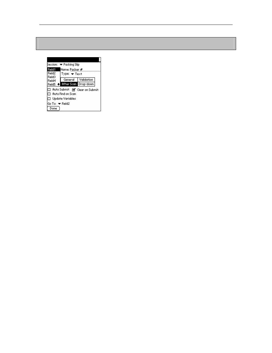Chapter 4: field settings | Symbol Technologies AccuScan Palm Pro User Manual | Page 24 / 34