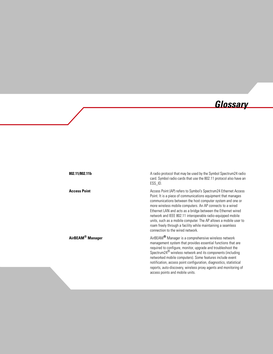 Glossary | Symbol Technologies MC50 User Manual | Page 81 / 102