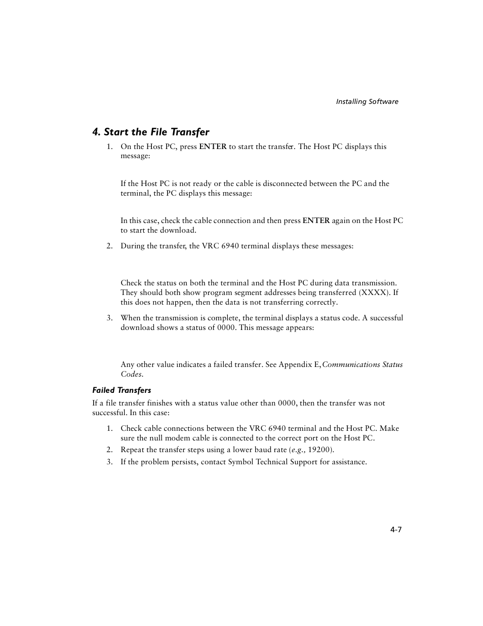 Start the file transfer, Start the file transfer -7 | Symbol Technologies VRC 6940 User Manual | Page 36 / 116