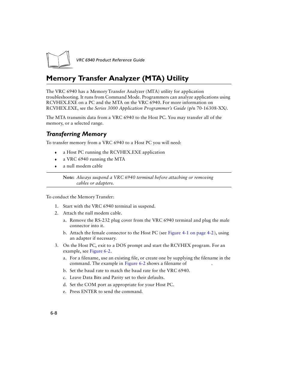 Memory transfer analyzer (mta) utility, Transferring memory, Memory transfer analyzer (mta) utility -8 | Symbol Technologies VRC 6940 User Manual | Page 53 / 116
