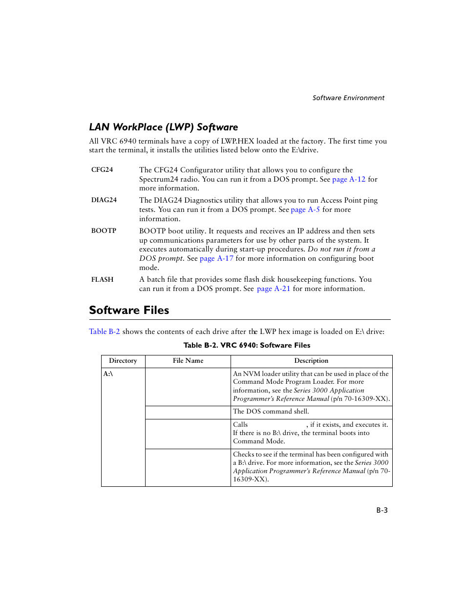 Lan workplace (lwp) software, Software files, Lan workplace | Lwp) software | Symbol Technologies VRC 6940 User Manual | Page 84 / 116