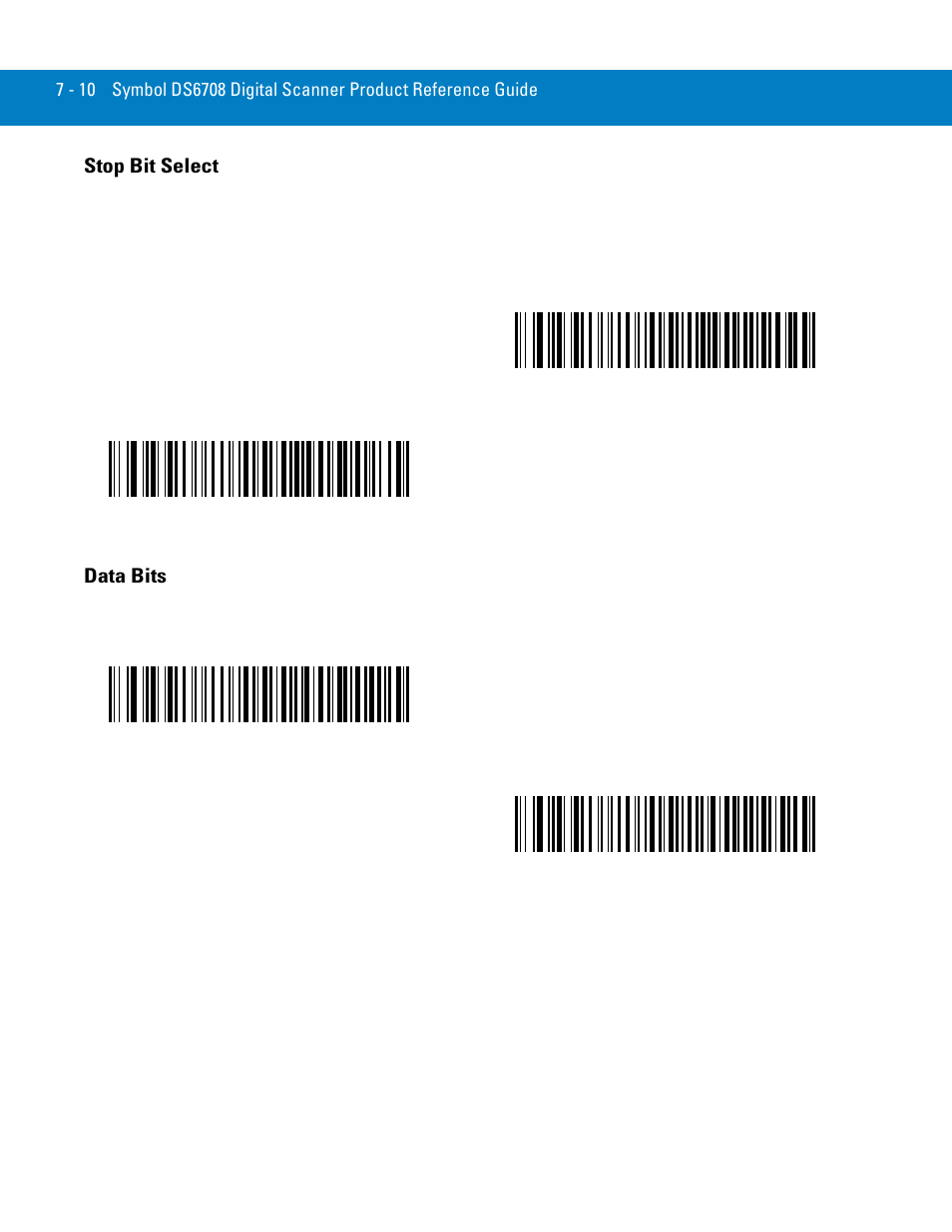 Stop bit select, Data bits, Stop bit select -10 data bits -10 | Symbol Technologies 72E-86039-04 User Manual | Page 104 / 434