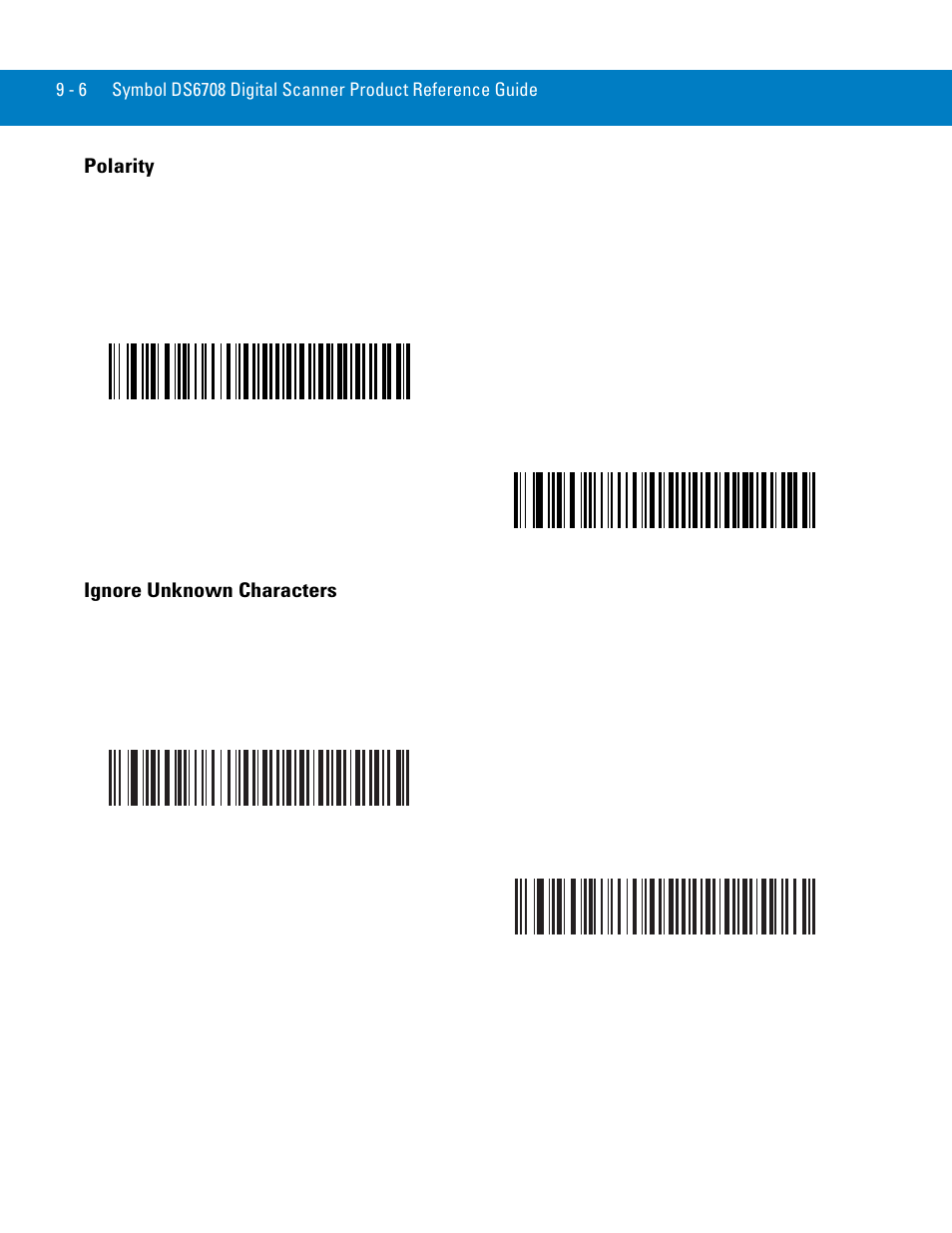 Polarity, Ignore unknown characters, Polarity -6 ignore unknown characters -6 | Symbol Technologies 72E-86039-04 User Manual | Page 124 / 434