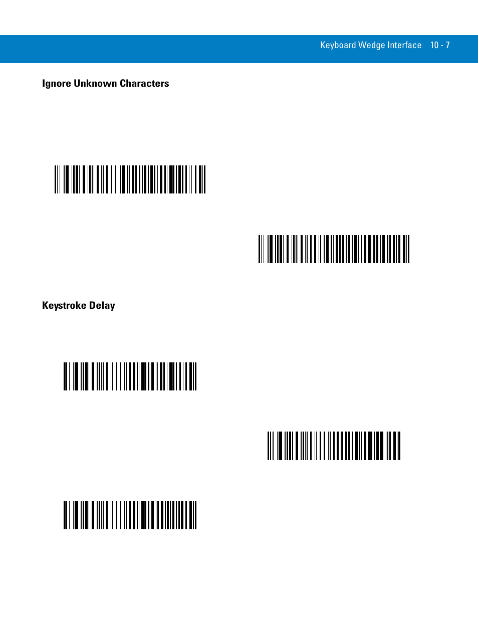 Ignore unknown characters, Keystroke delay, Ignore unknown characters -7 keystroke delay -7 | Symbol Technologies 72E-86039-04 User Manual | Page 133 / 434