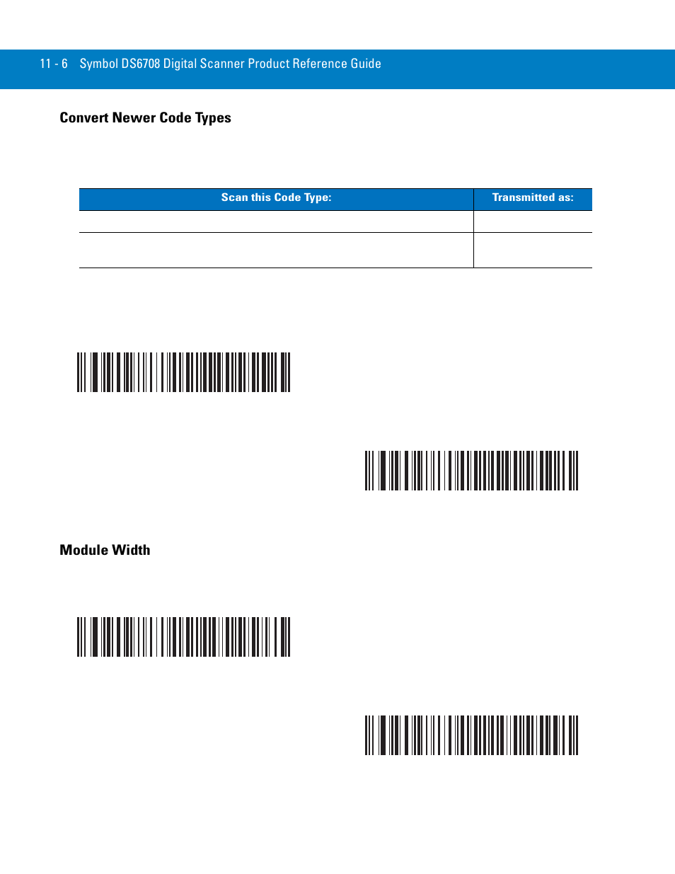Convert newer code types, Module width, Convert newer code types -6 module width -6 | Symbol Technologies 72E-86039-04 User Manual | Page 156 / 434