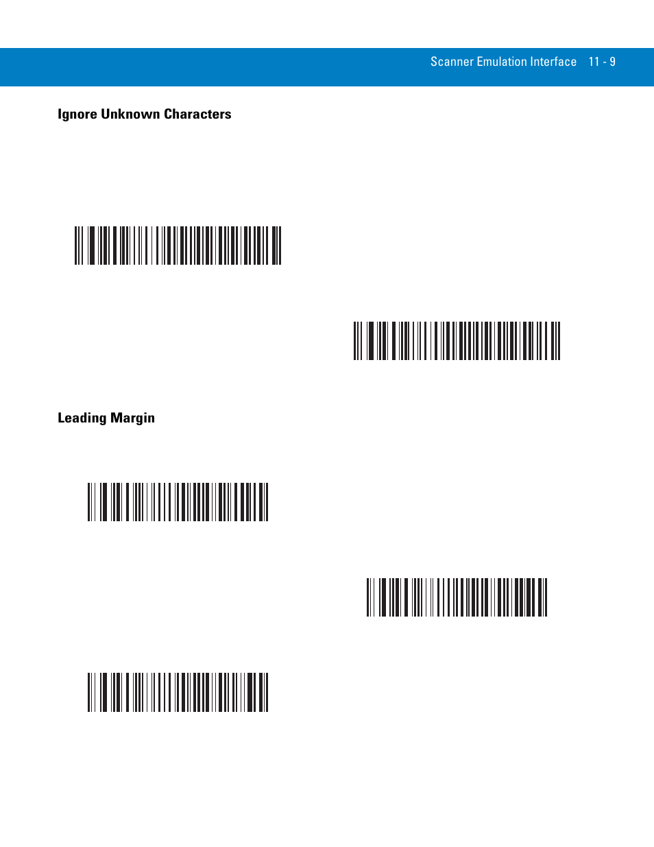 Ignore unknown characters, Leading margin, Ignore unknown characters -9 leading margin -9 | Symbol Technologies 72E-86039-04 User Manual | Page 159 / 434