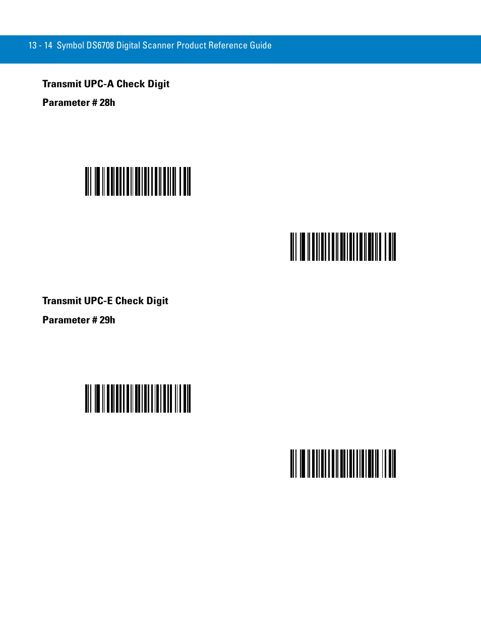 Transmit upc-a check digit, Transmit upc-e check digit, Transmit upc-a check | Symbol Technologies 72E-86039-04 User Manual | Page 176 / 434