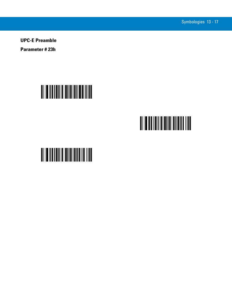 Upc-e preamble, Upc-e preamble -17, Upc-e preamble parameter # 23h | Symbol Technologies 72E-86039-04 User Manual | Page 179 / 434