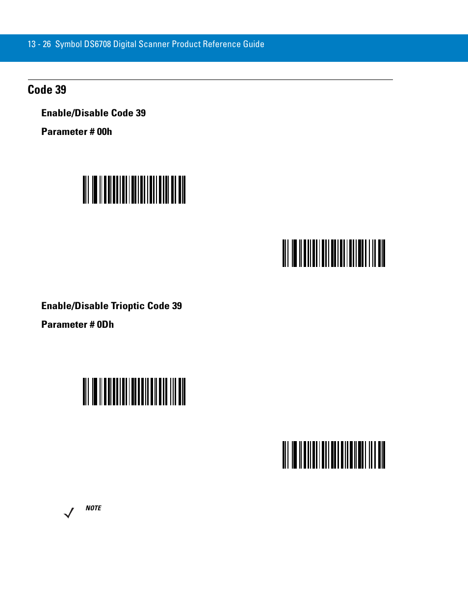 Code 39, Enable/disable code 39, Enable/disable trioptic code 39 | Code 39 -26 | Symbol Technologies 72E-86039-04 User Manual | Page 188 / 434