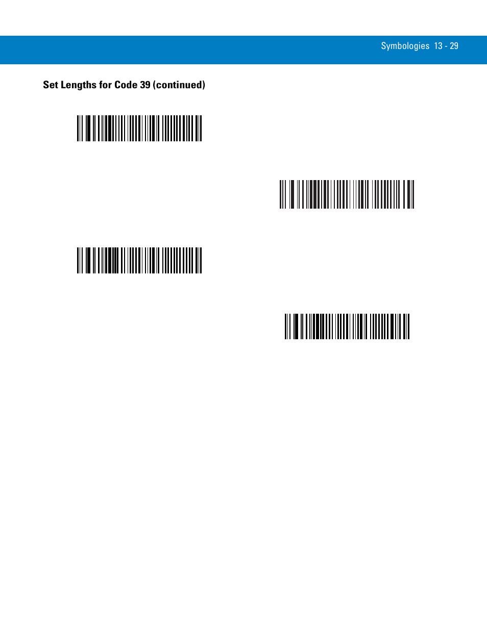 Set lengths for code 39 (continued) | Symbol Technologies 72E-86039-04 User Manual | Page 191 / 434