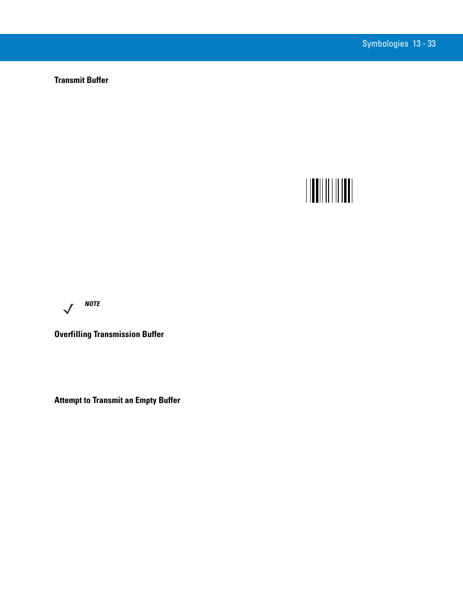 Transmit buffer, Overfilling transmission buffer, Attempt to transmit an empty buffer | Symbol Technologies 72E-86039-04 User Manual | Page 195 / 434