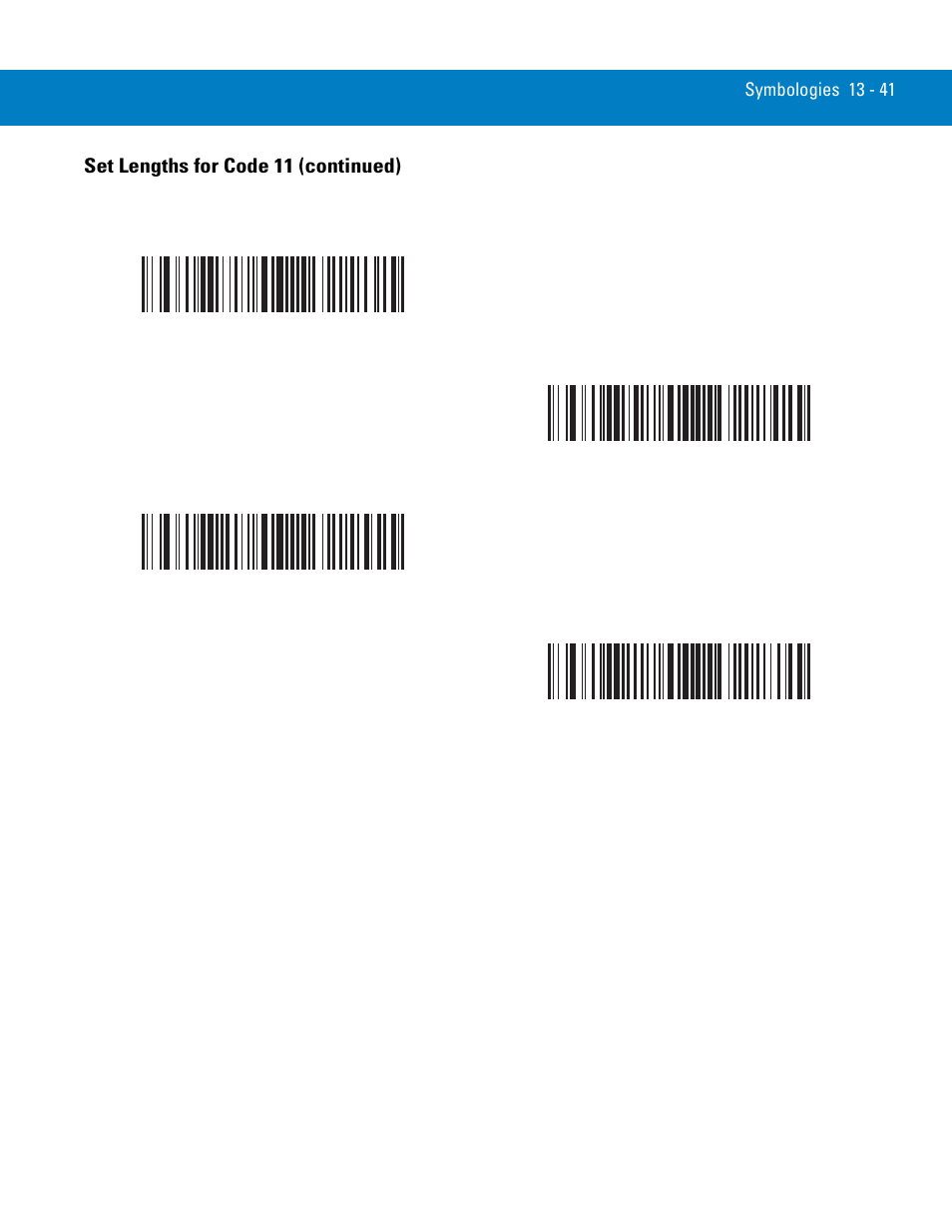 Set lengths for code 11 (continued) | Symbol Technologies 72E-86039-04 User Manual | Page 203 / 434