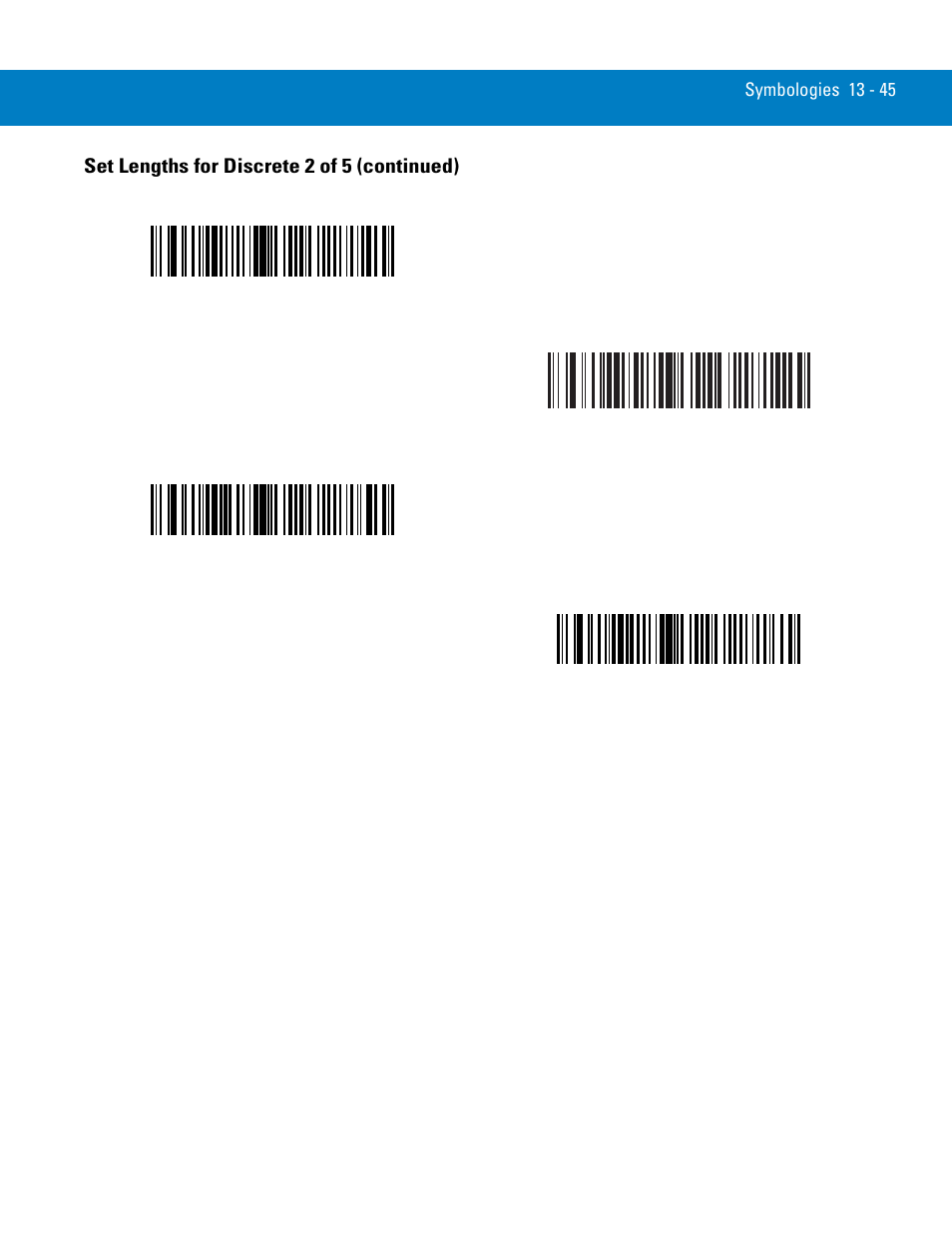 Set lengths for discrete 2 of 5 (continued) | Symbol Technologies 72E-86039-04 User Manual | Page 207 / 434