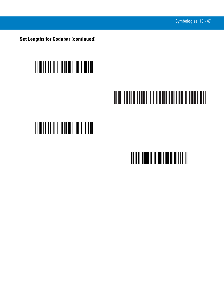 Set lengths for codabar (continued) | Symbol Technologies 72E-86039-04 User Manual | Page 209 / 434