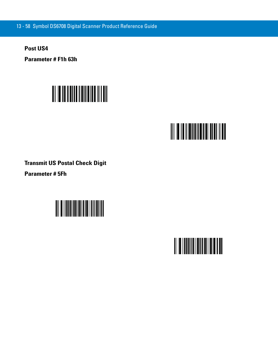 Post us4, Transmit us postal check digit, Post us4 -58 transmit us postal check digit -58 | Symbol Technologies 72E-86039-04 User Manual | Page 220 / 434
