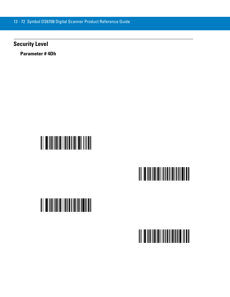 Security level, Security level -72, Parameter # 4dh | Symbol Technologies 72E-86039-04 User Manual | Page 234 / 434