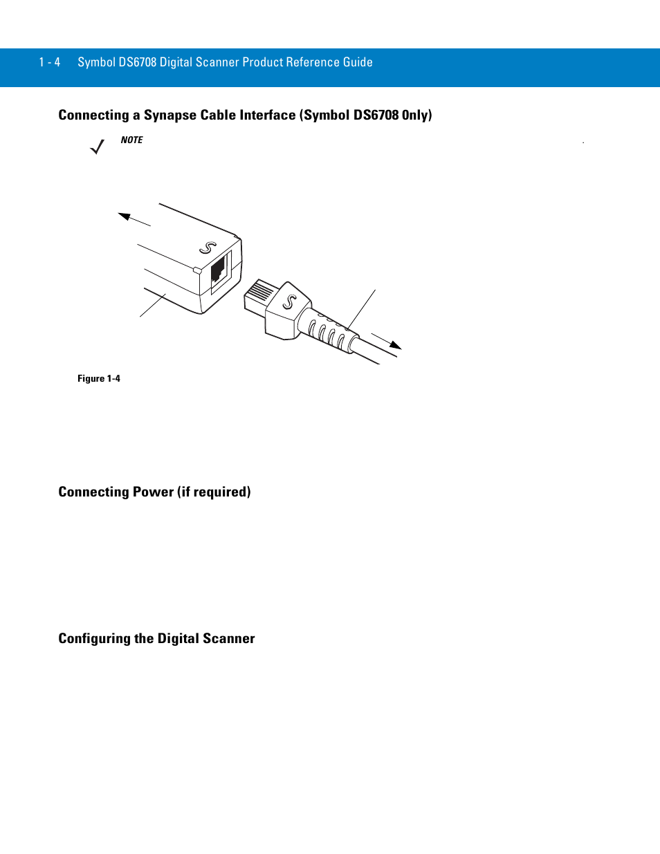 Connecting power (if required), Configuring the digital scanner | Symbol Technologies 72E-86039-04 User Manual | Page 24 / 434