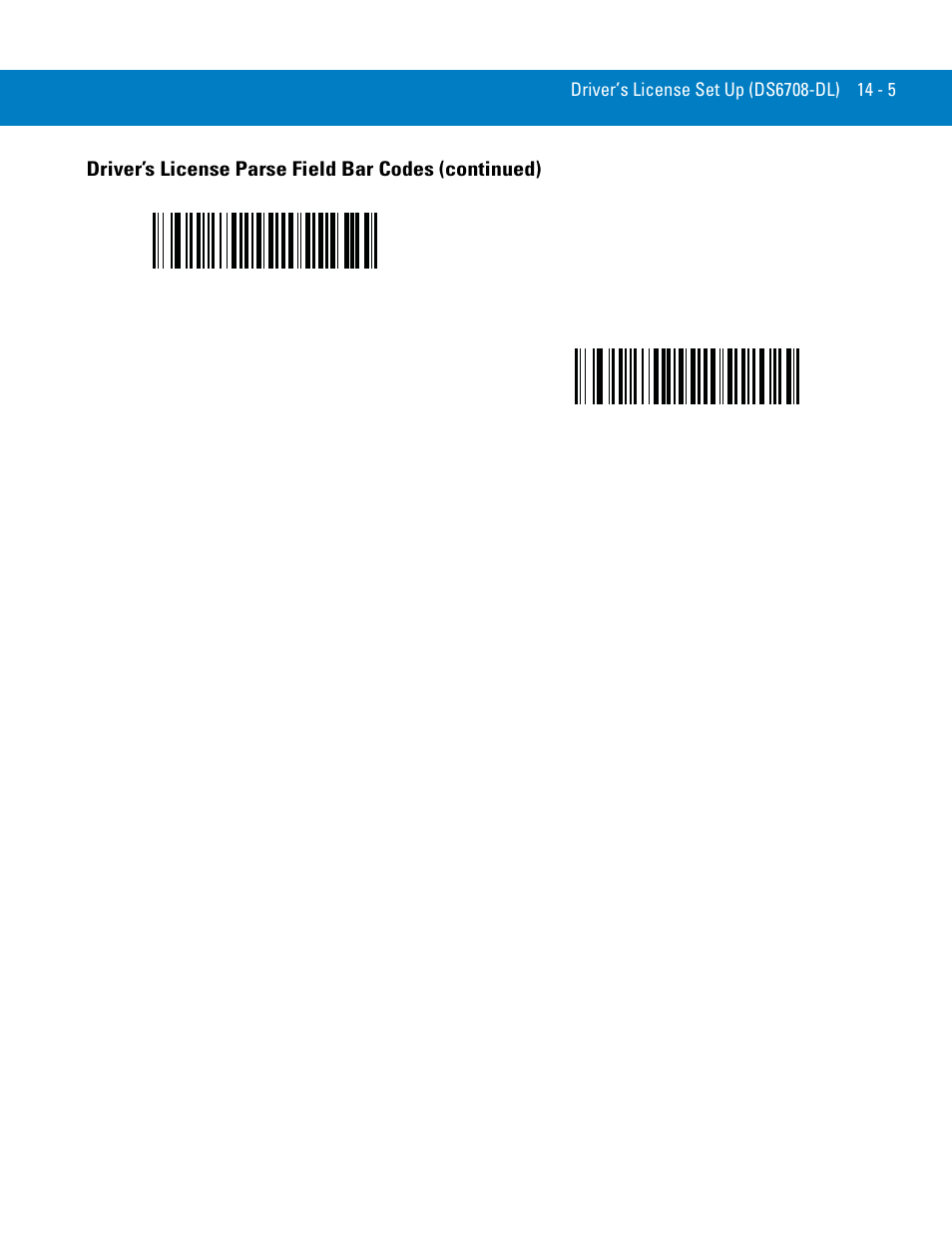 Driver’s license parse field bar codes (continued) | Symbol Technologies 72E-86039-04 User Manual | Page 241 / 434