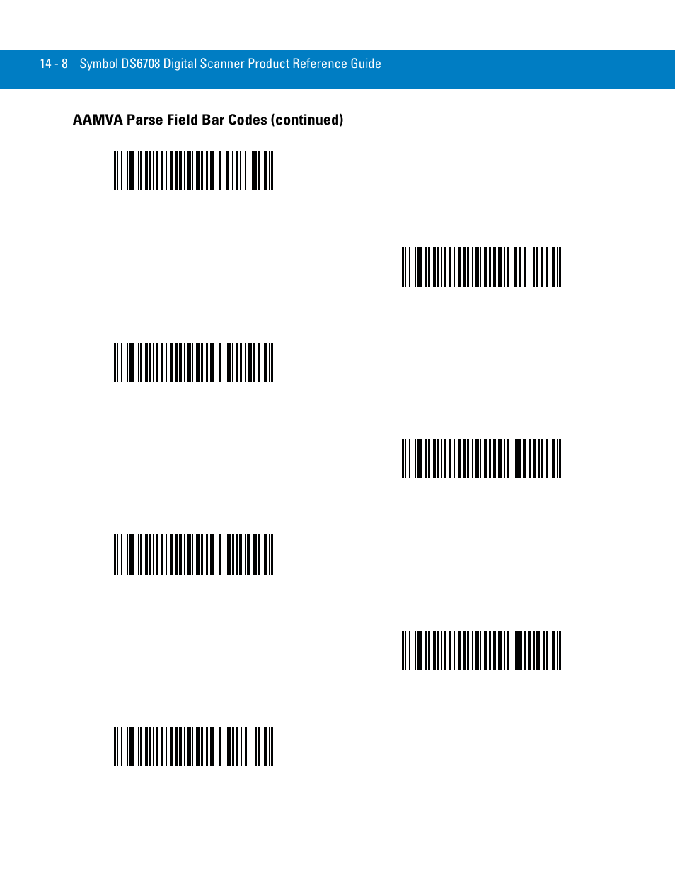 Aamva parse field bar codes (continued) | Symbol Technologies 72E-86039-04 User Manual | Page 244 / 434