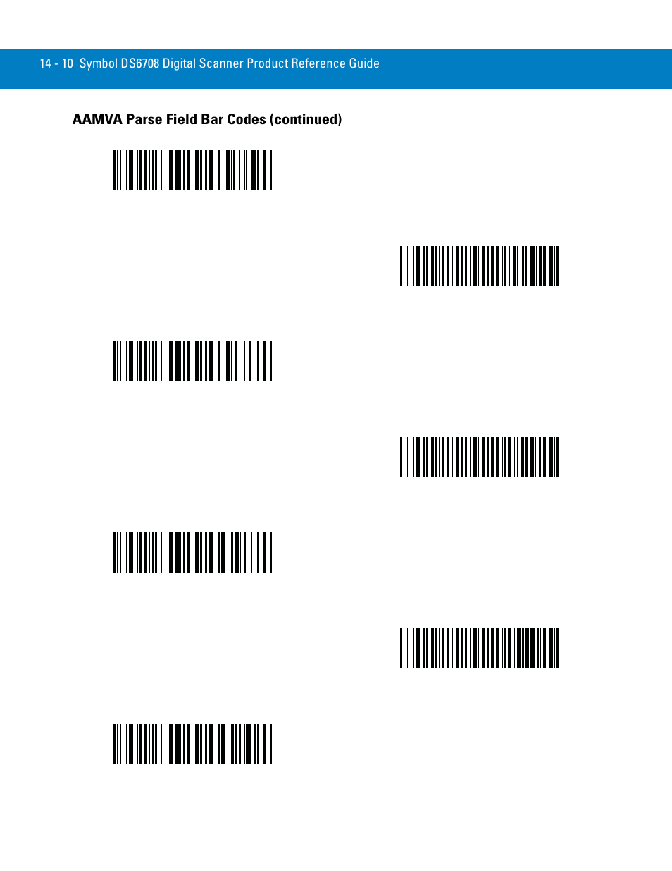 Aamva parse field bar codes (continued) | Symbol Technologies 72E-86039-04 User Manual | Page 246 / 434