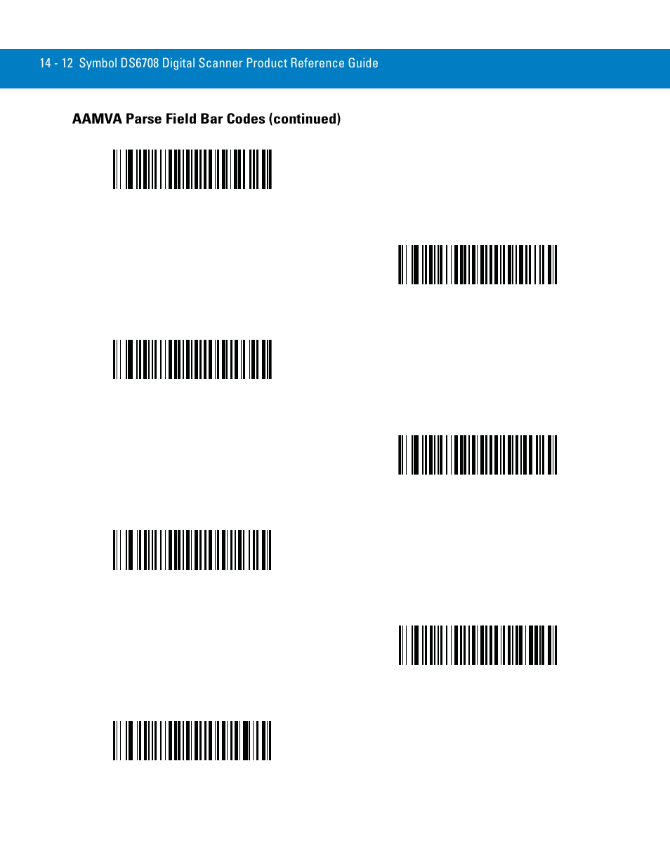 Aamva parse field bar codes (continued) | Symbol Technologies 72E-86039-04 User Manual | Page 248 / 434