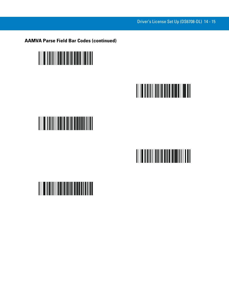 Aamva parse field bar codes (continued) | Symbol Technologies 72E-86039-04 User Manual | Page 251 / 434